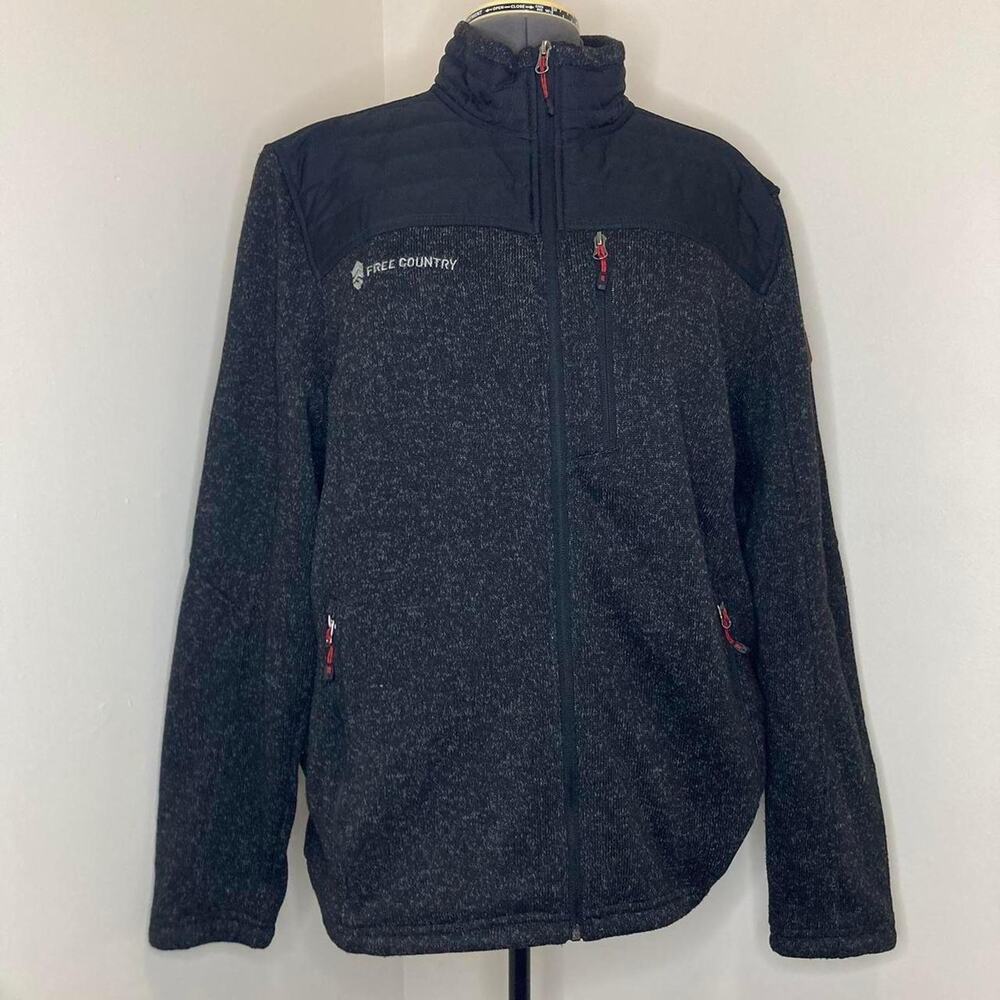 Mens Free Country Jacket XL Black Frore Knit Fleece